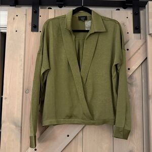 NWT Vici Satin Cross Front Collared  Blouse